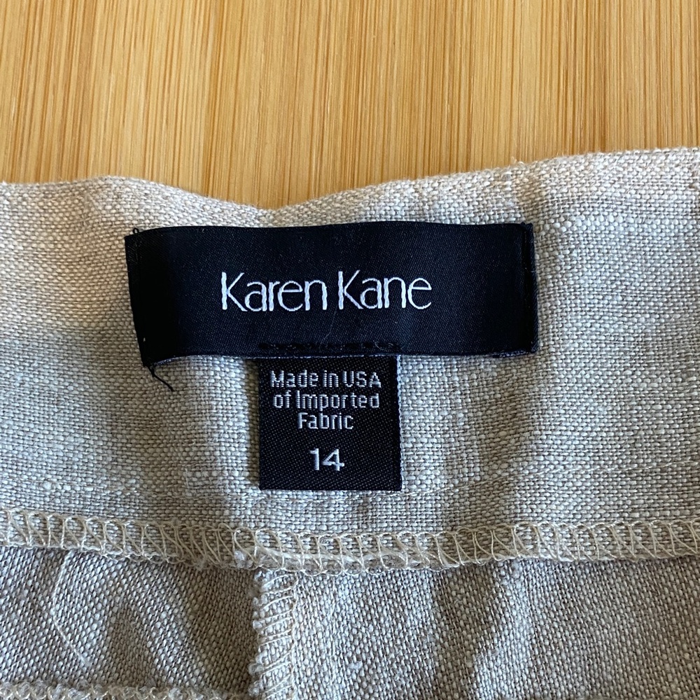 Karen Kane Beige Linen-Blend Top